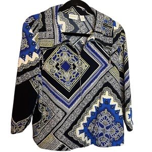 Zenergy by Chico's Scarf Print Zip Front Jacket, size 3 (XL/16)